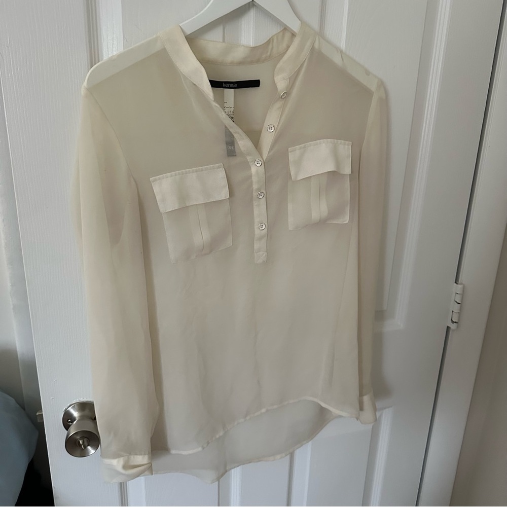 Off White Sheer Long Sleeve Top